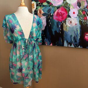 OP Tropical Palm Print Cover-Up Dress Women's Size XL
